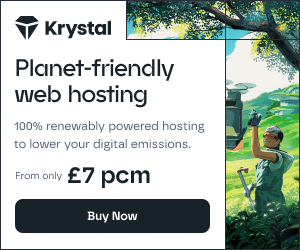 Krystal Planet-friendly web-hosting from £7pcm